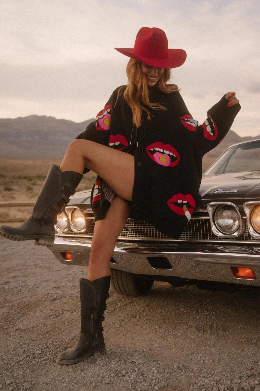 Dressed in Lala Groupie Oversized Big Mouth Cardigan